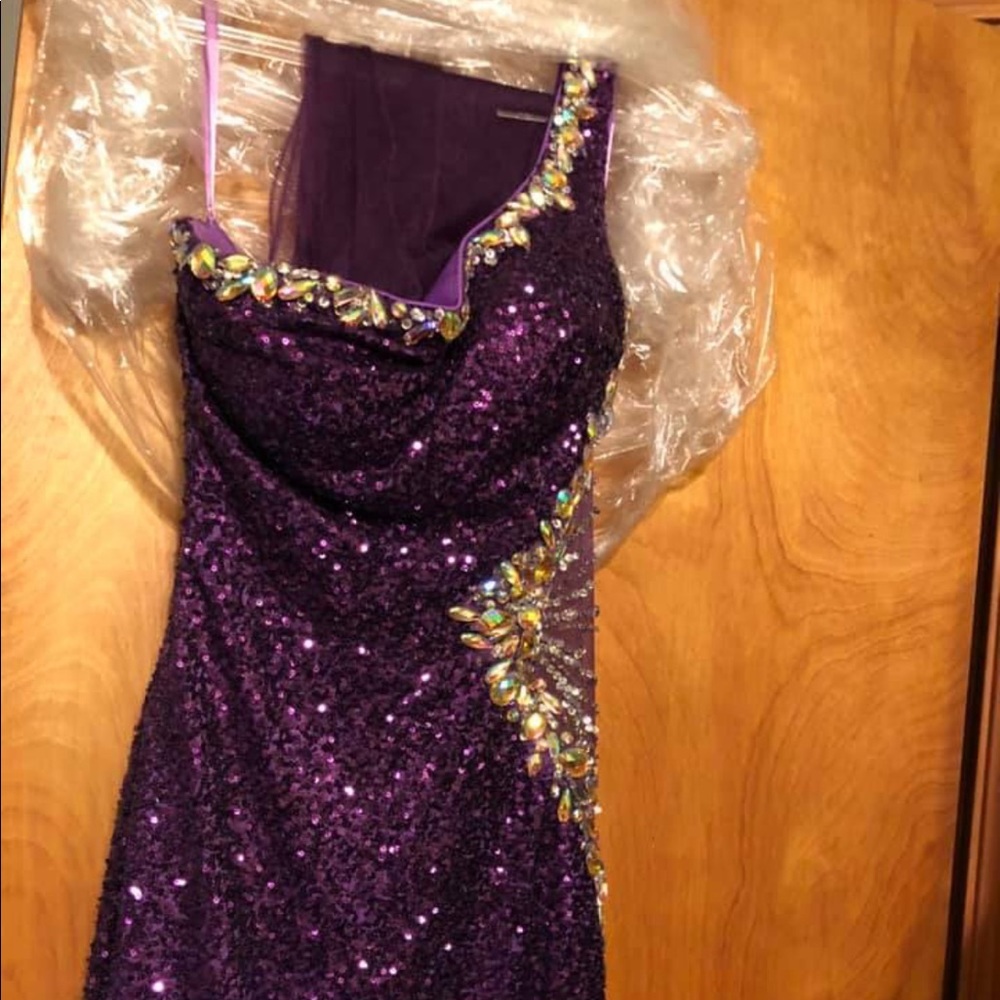 Purple sequin prom dress